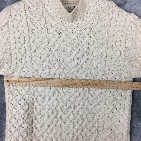 Aran Mor Ireland Cableknit Sweater Large Mock Turtleneck Knit Merino Wool Chunky - Picture 6 of 16